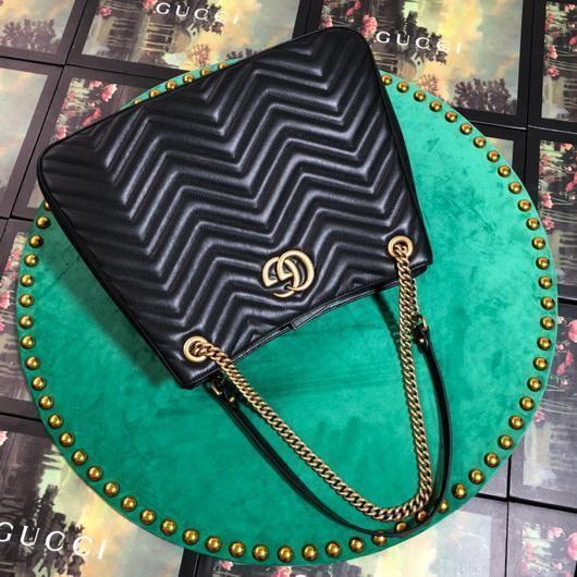 Gucci 453569 GG Marmont Matelassé Shoulder Bag Black