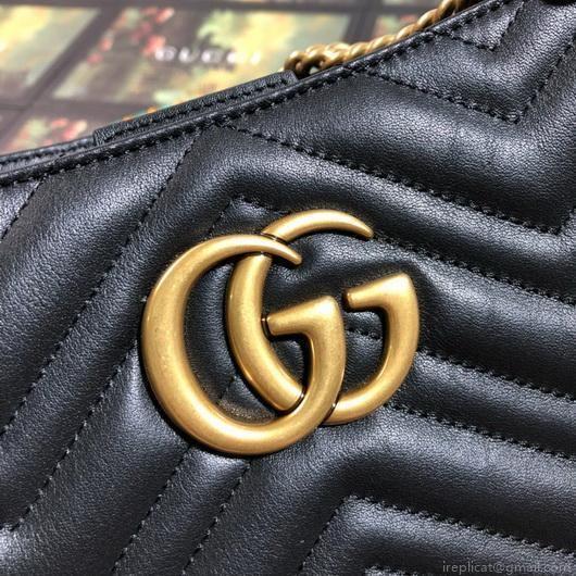 Gucci 453569 GG Marmont Matelassé Shoulder Bag Black