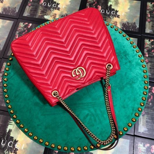 Gucci 453569 GG Marmont Matelassé Shoulder Bag Red