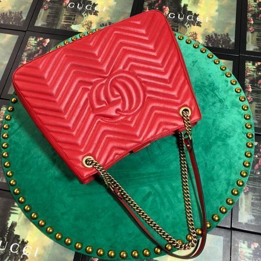 Gucci 453569 GG Marmont Matelassé Shoulder Bag Red