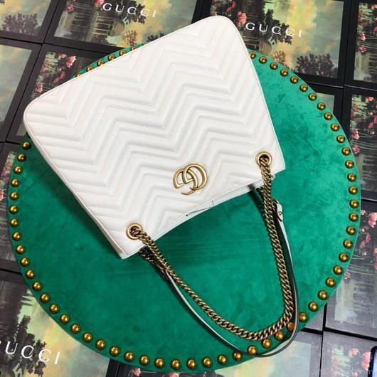 Gucci 453569 GG Marmont Matelassé Shoulder Bag White