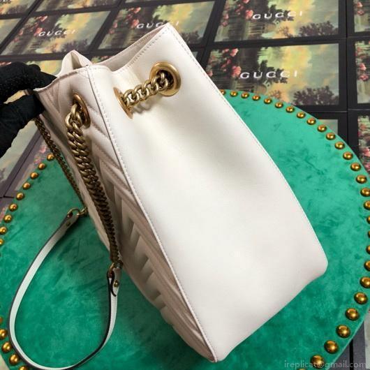 Gucci 453569 GG Marmont Matelassé Shoulder Bag White