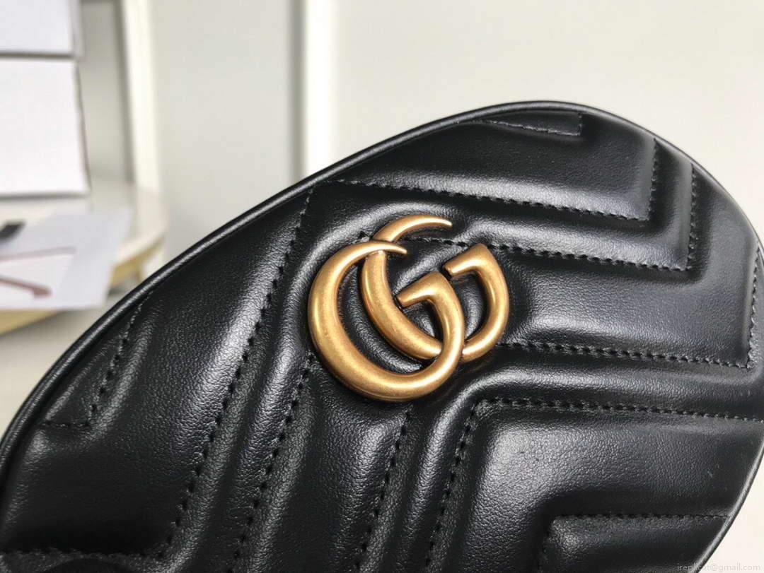 Gucci 476434 GG Marmont Matelassé Leather Belt Bag Black