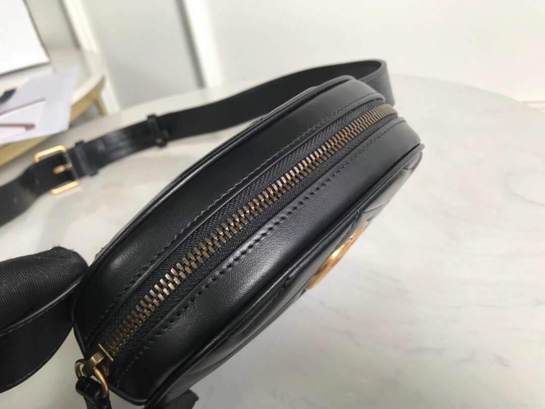 Gucci 476434 GG Marmont Matelassé Leather Belt Bag Black