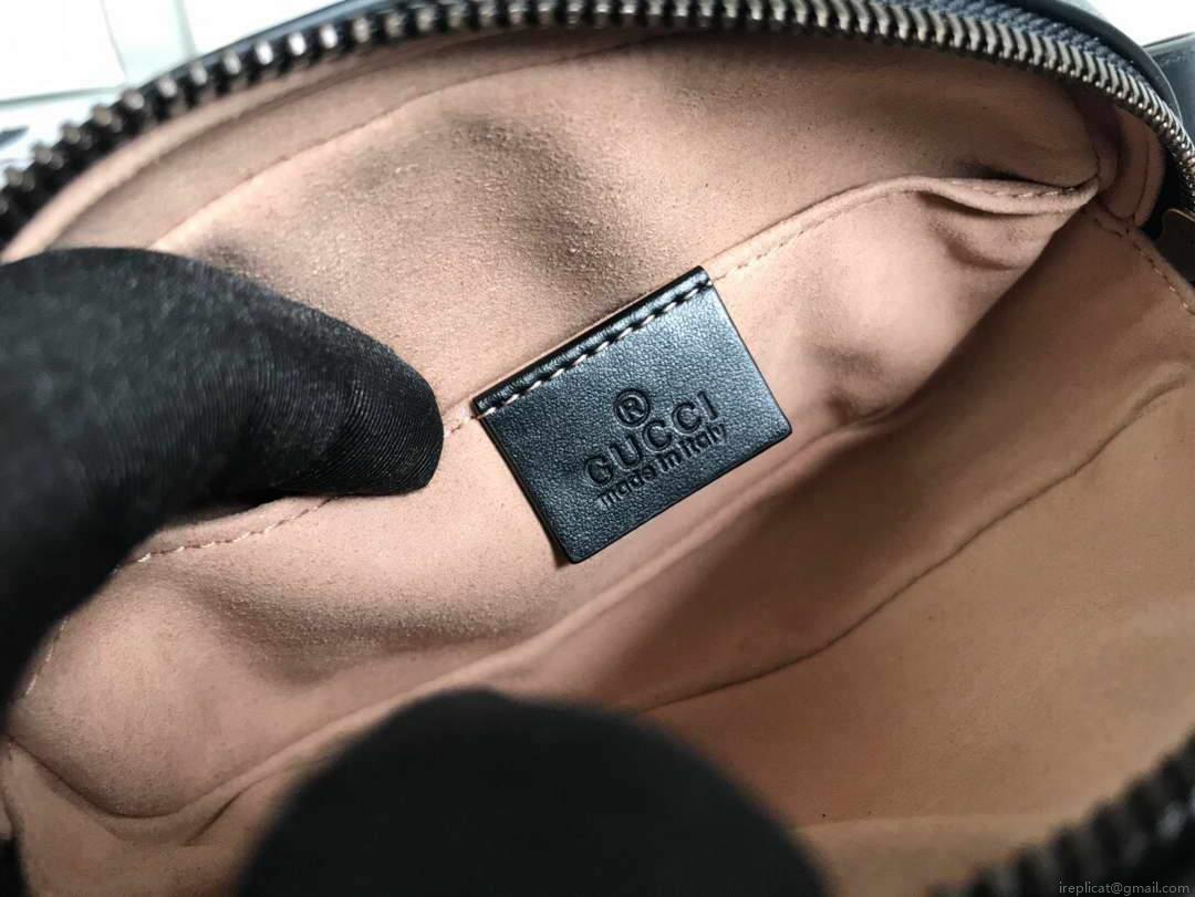 Gucci 476434 GG Marmont Matelassé Leather Belt Bag Black