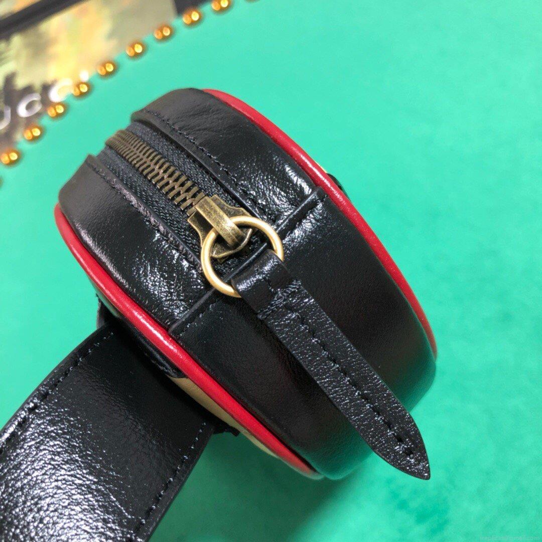 Gucci 476434 GG Marmont Matelassé Leather Belt Bag Black Beige