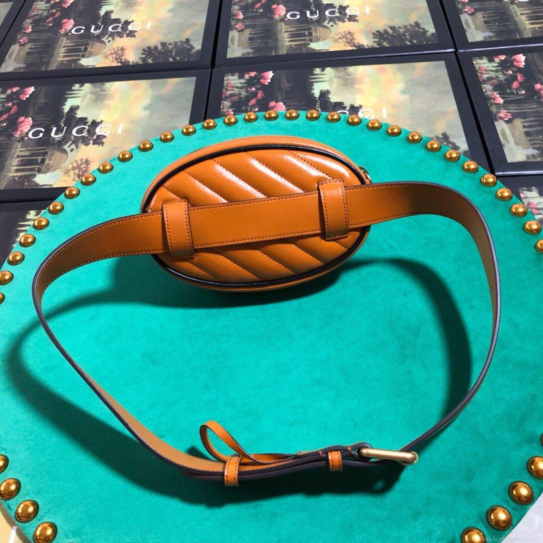 Gucci 476434 GG Marmont Matelassé Leather Belt Bag Brown