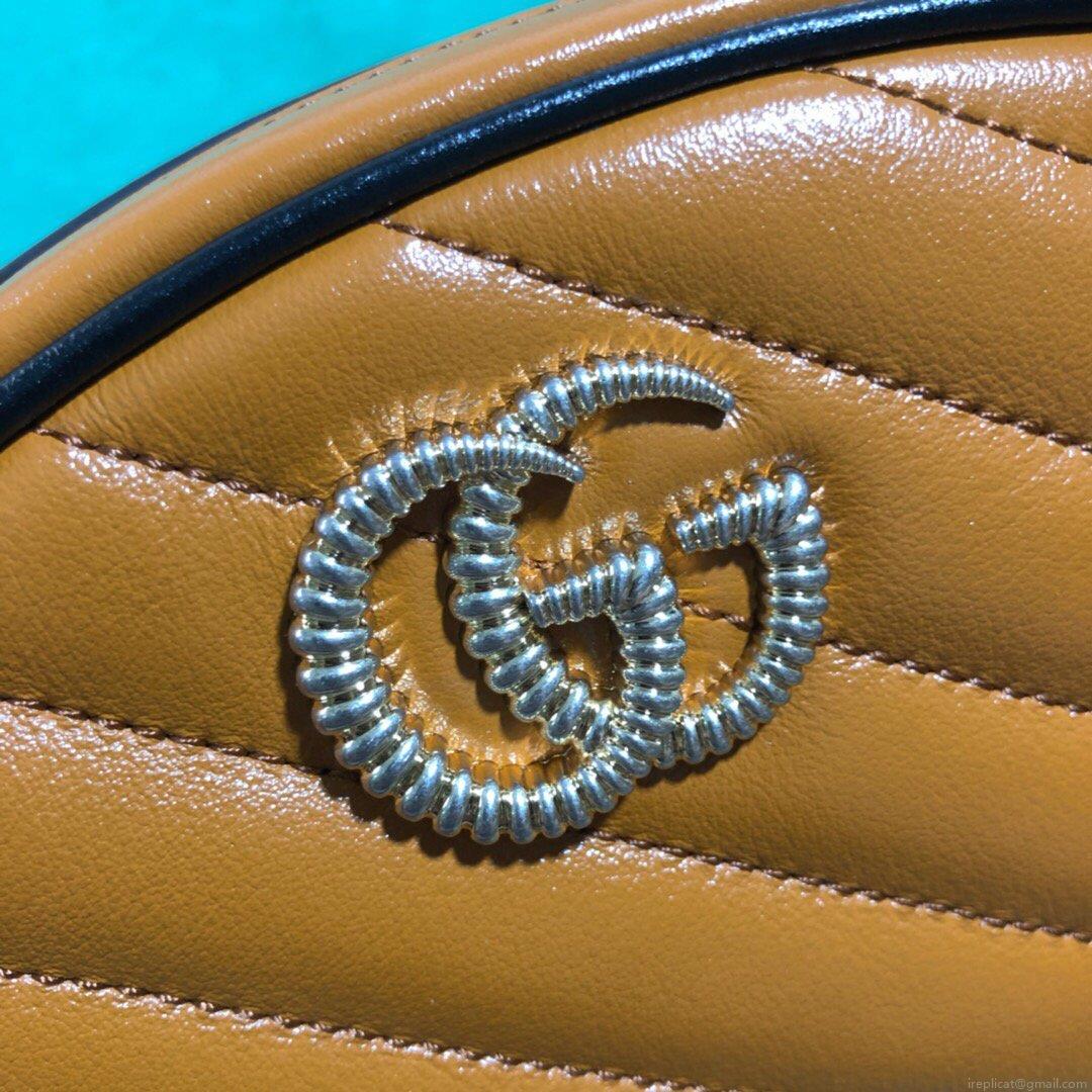 Gucci 476434 GG Marmont Matelassé Leather Belt Bag Brown