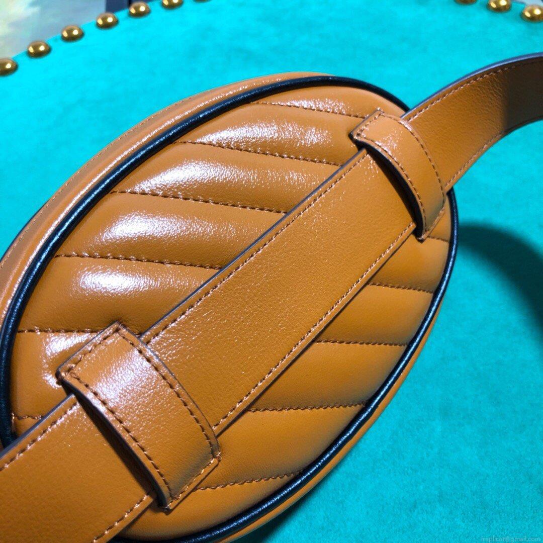 Gucci 476434 GG Marmont Matelassé Leather Belt Bag Brown