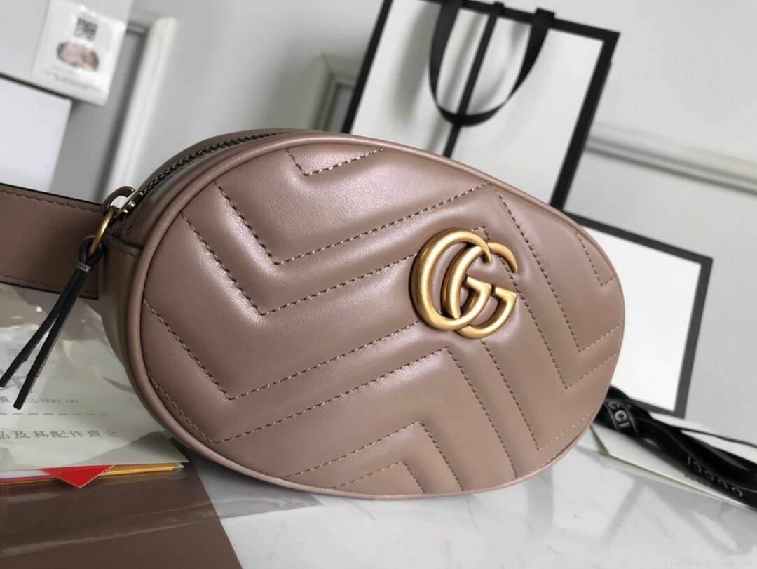 Gucci 476434 GG Marmont Matelassé Leather Belt Bag Light Pink