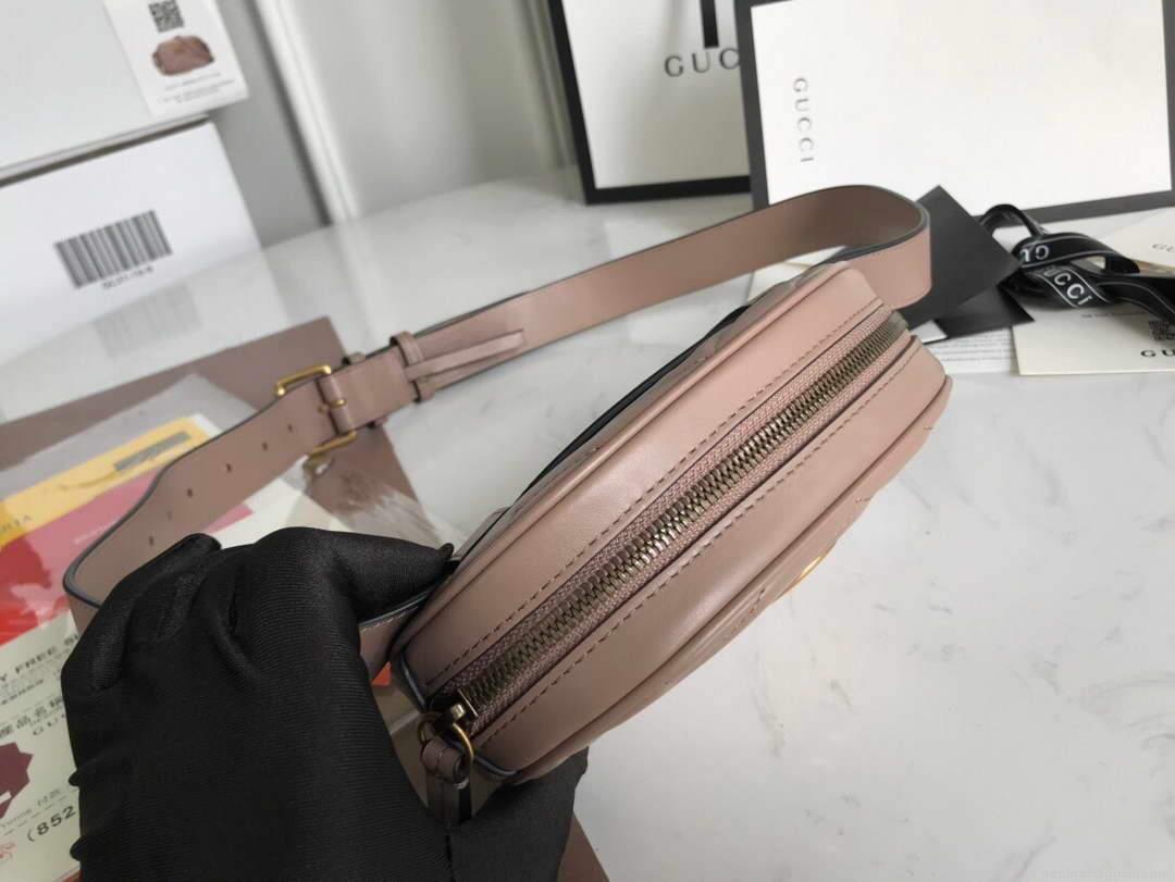 Gucci 476434 GG Marmont Matelassé Leather Belt Bag Light Pink