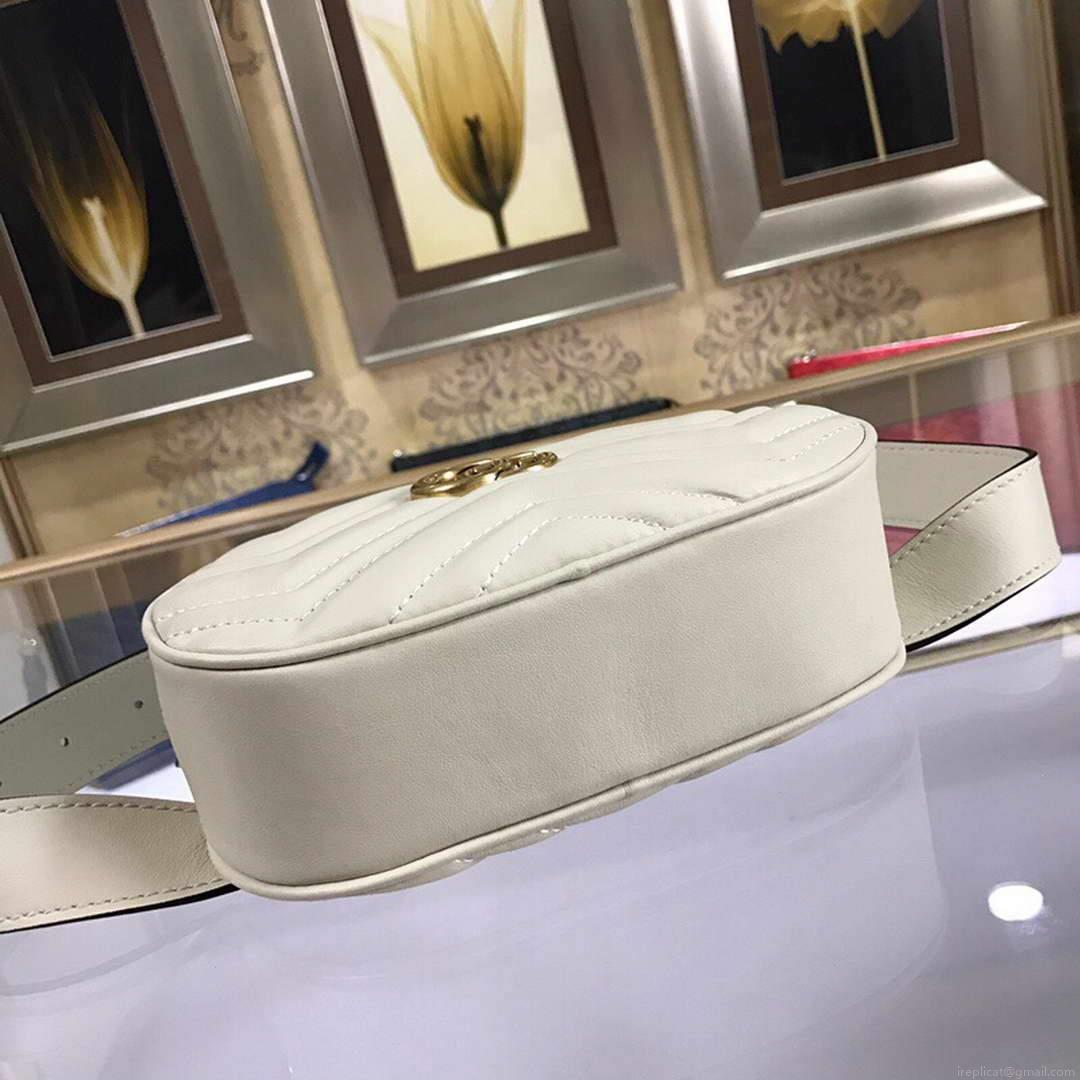 Gucci 476434 GG Marmont Matelassé Leather Belt Bag White