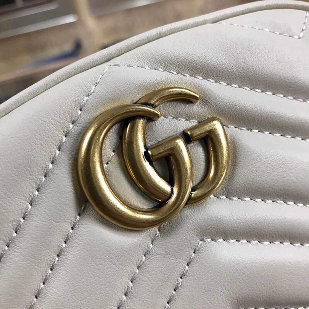 Gucci 476434 GG Marmont Matelassé Leather Belt Bag White