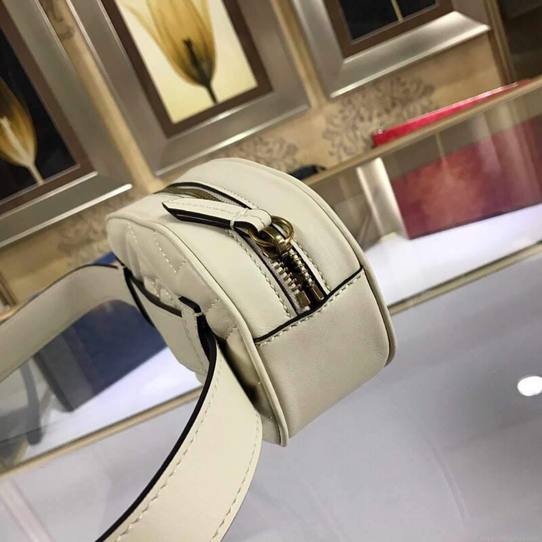 Gucci 476434 GG Marmont Matelassé Leather Belt Bag White