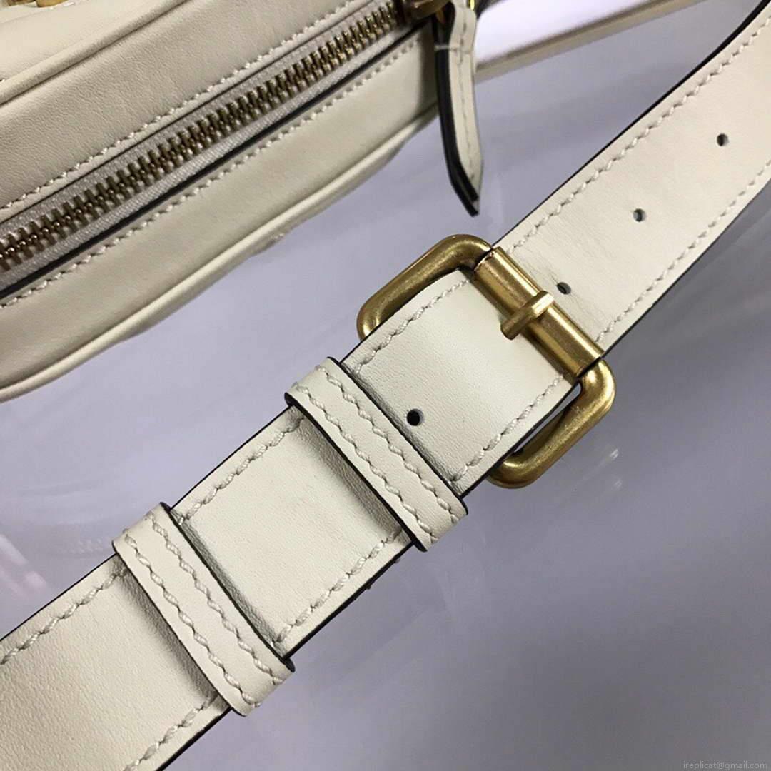 Gucci 476434 GG Marmont Matelassé Leather Belt Bag White