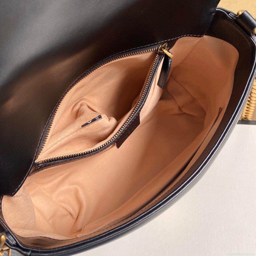 Gucci 498110 GG Marmont Small Top Handle Bag Black