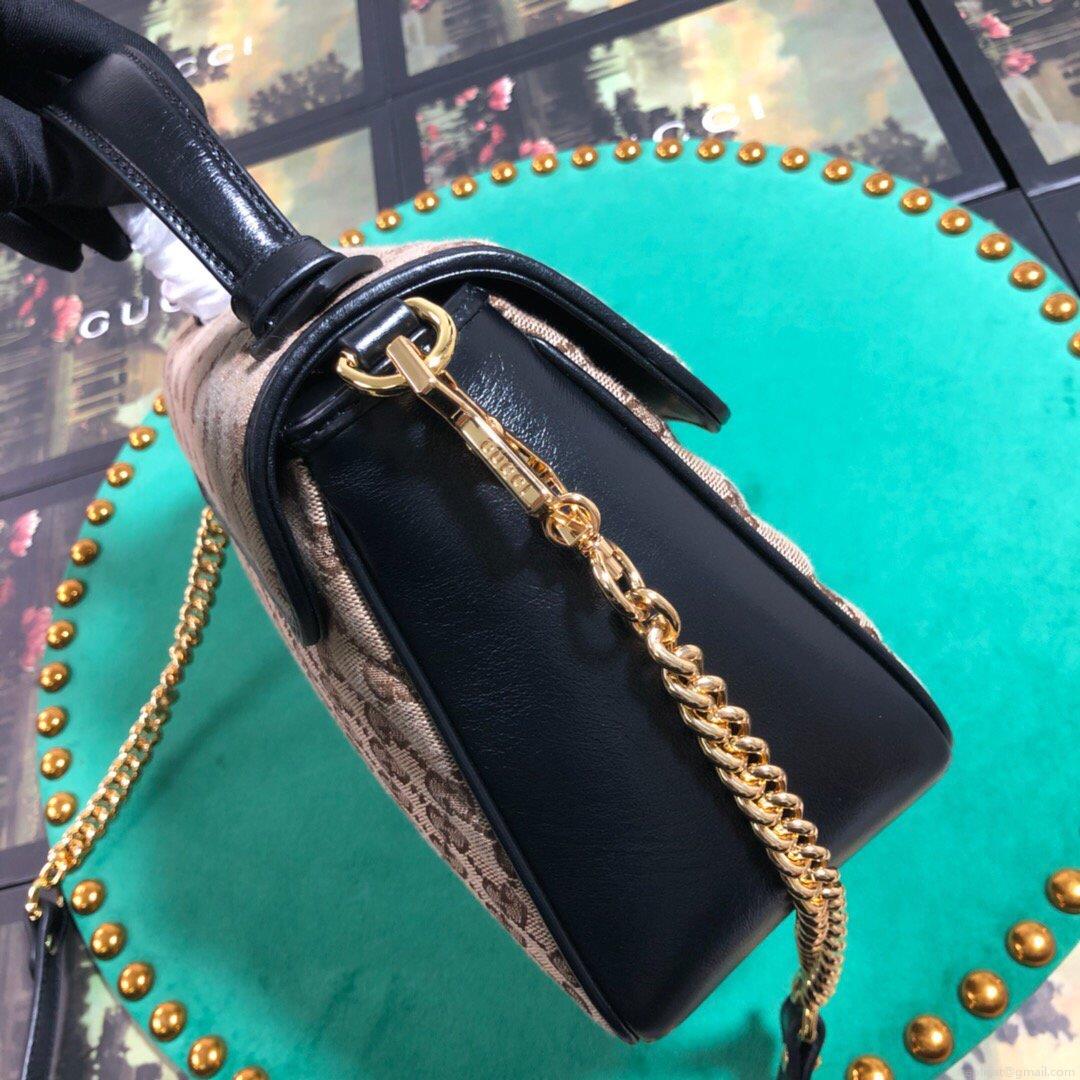 Gucci 498110 GG Marmont Small Top Handle Bag Black Brown