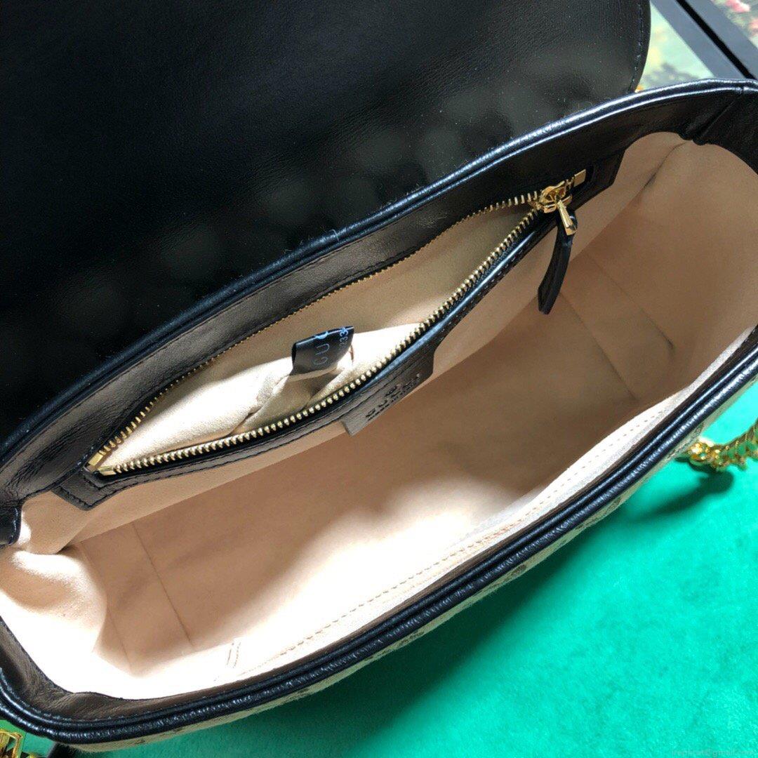 Gucci 498110 GG Marmont Small Top Handle Bag Black Brown