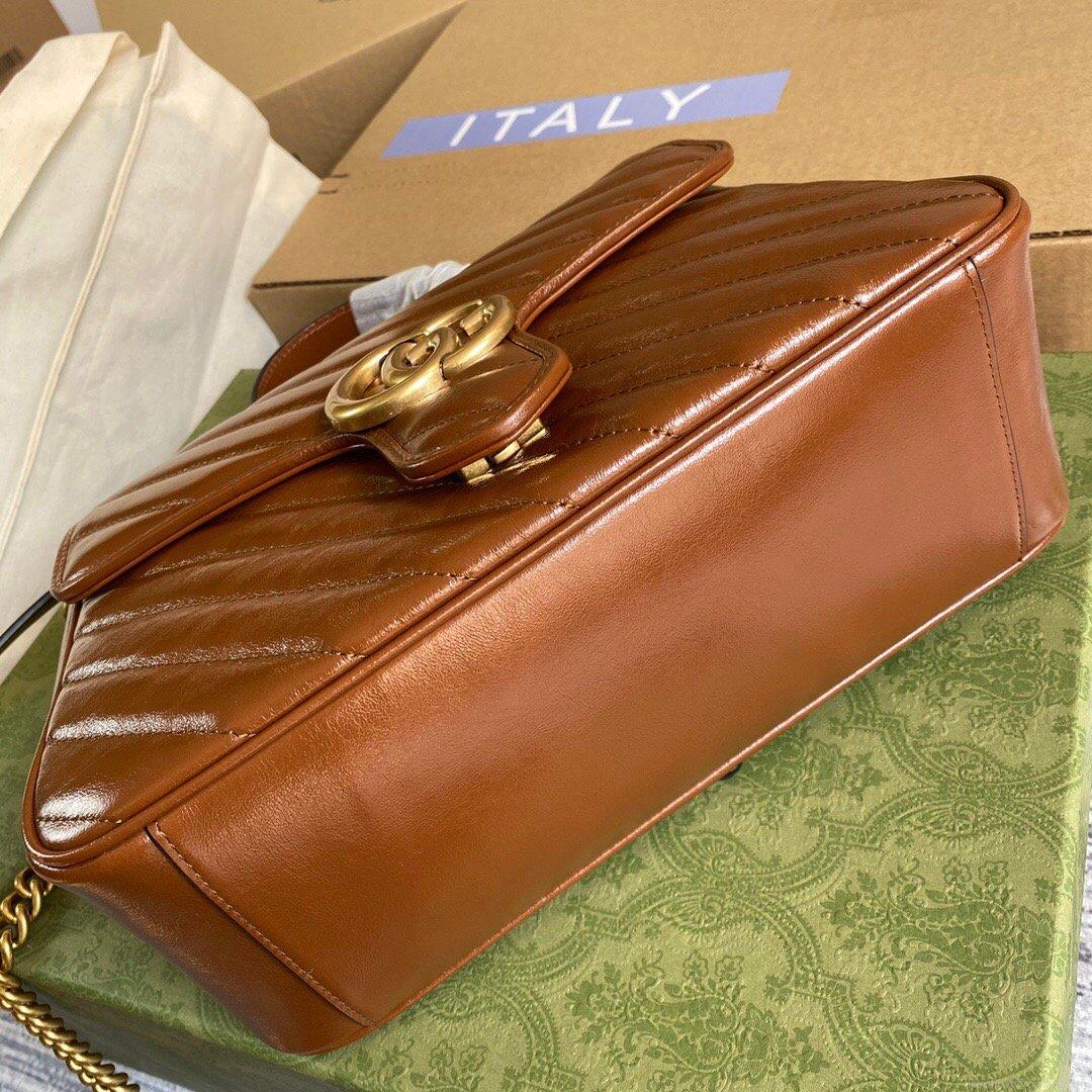 Gucci 498110 GG Marmont Small Top Handle Bag Brown