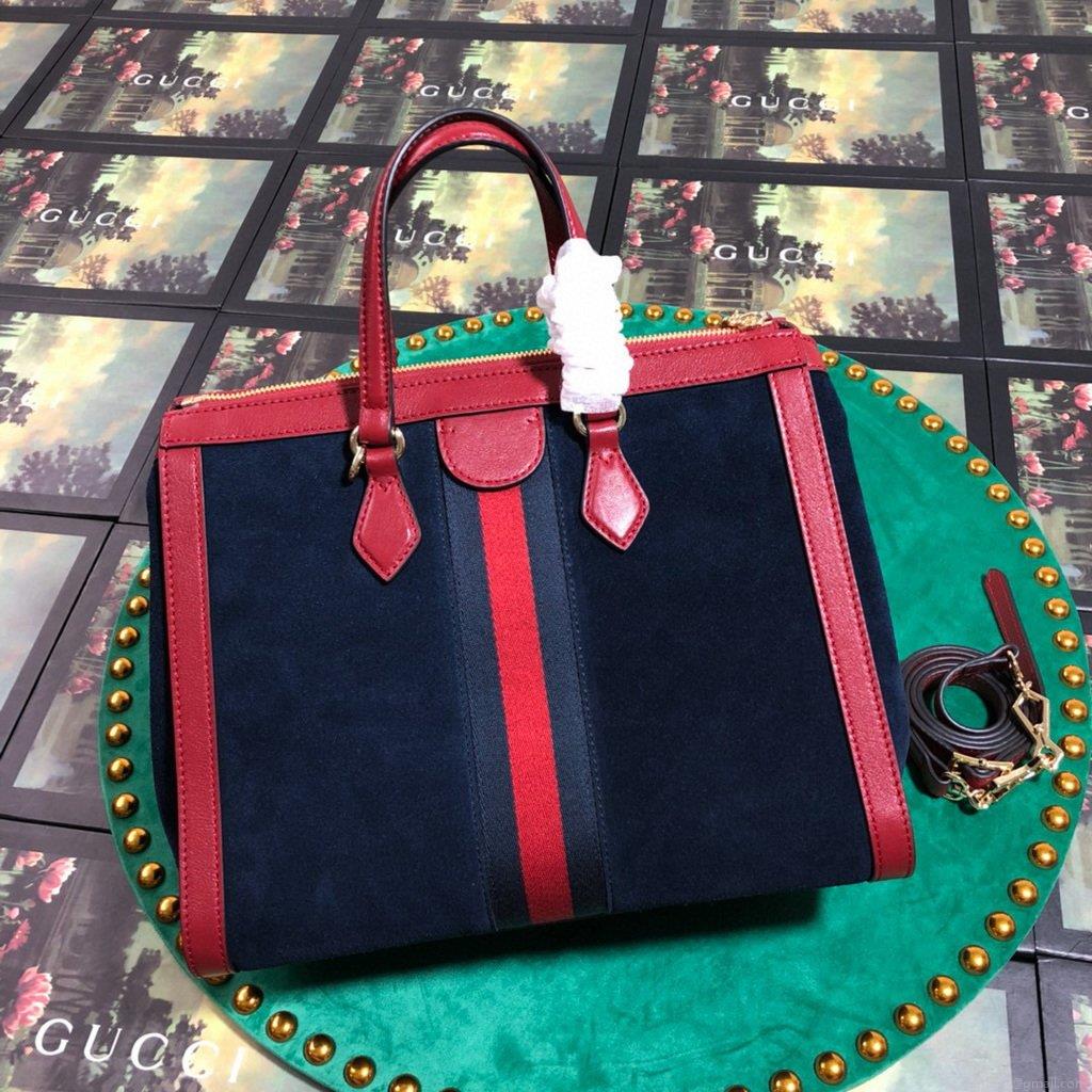 Gucci 524537 Gucci Ophidia GG Medium Tote Shoulder Bag Navy blue