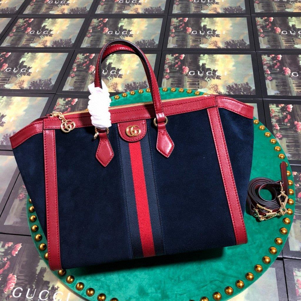 Gucci 524537 Gucci Ophidia GG Medium Tote Shoulder Bag Navy blue