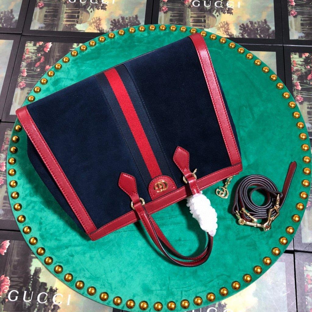 Gucci 524537 Gucci Ophidia GG Medium Tote Shoulder Bag Navy blue