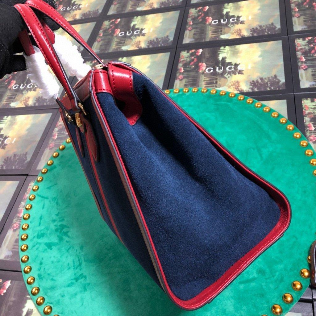 Gucci 524537 Gucci Ophidia GG Medium Tote Shoulder Bag Navy blue