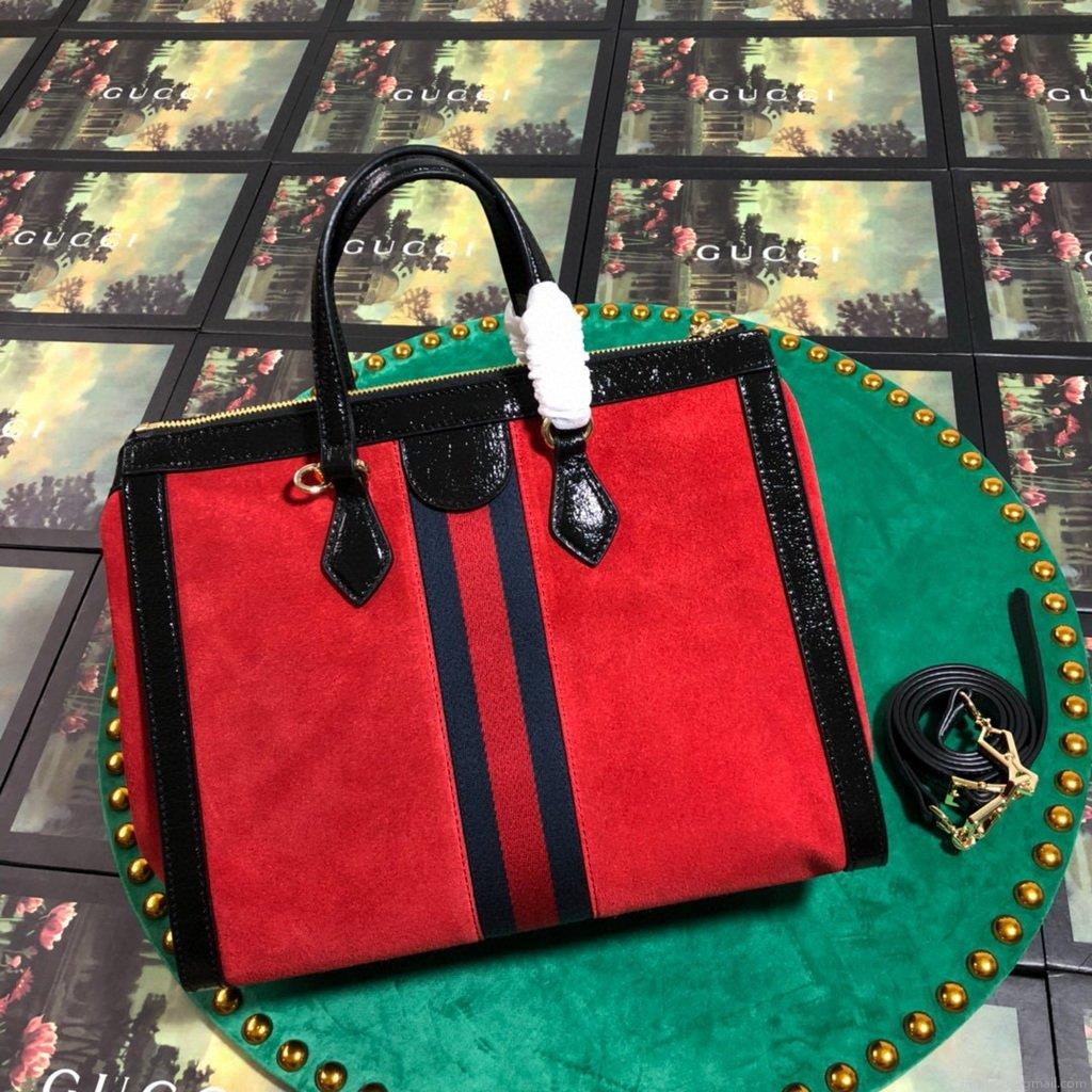 Gucci 524537 Gucci Ophidia GG Medium Tote Shoulder Bag Red