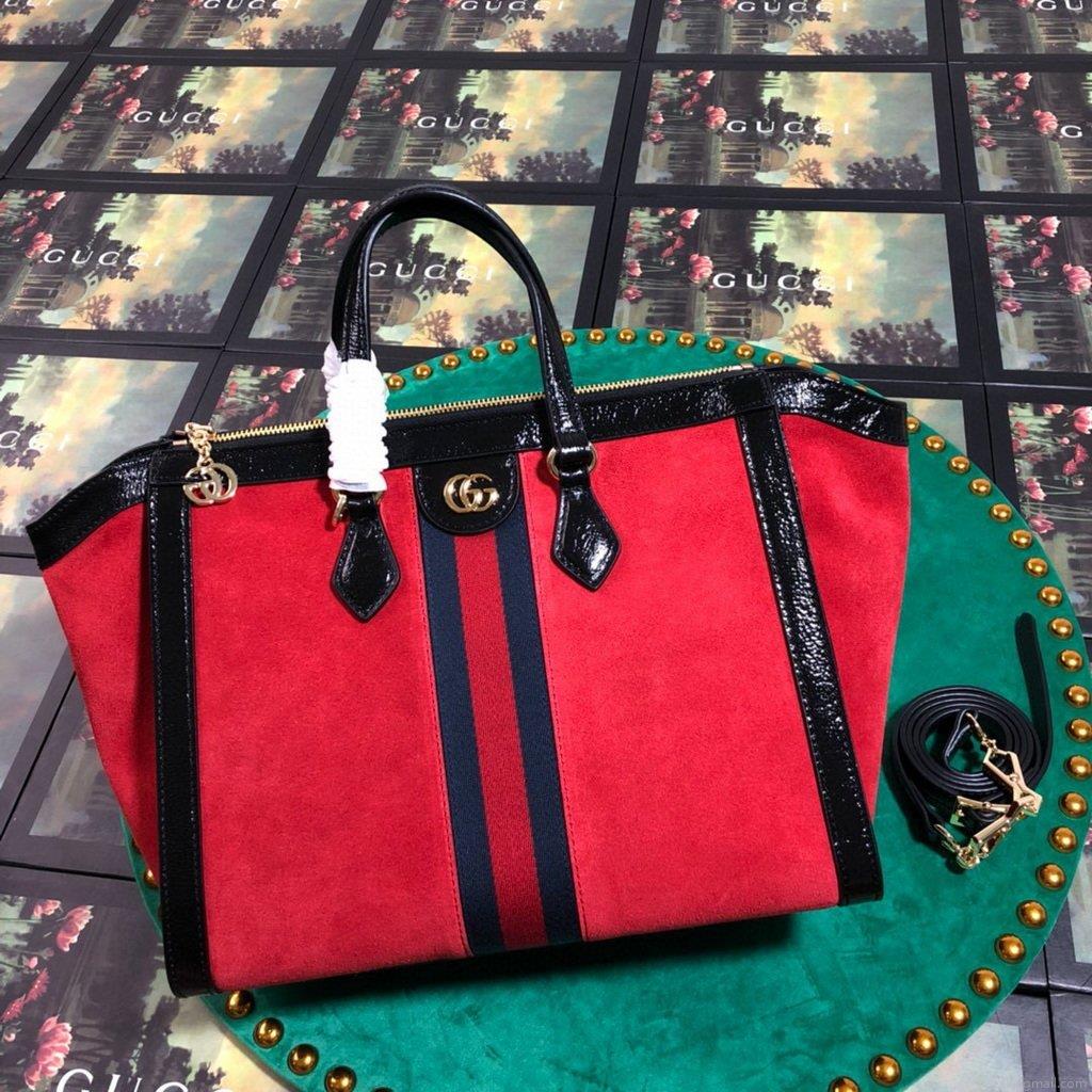 Gucci 524537 Gucci Ophidia GG Medium Tote Shoulder Bag Red