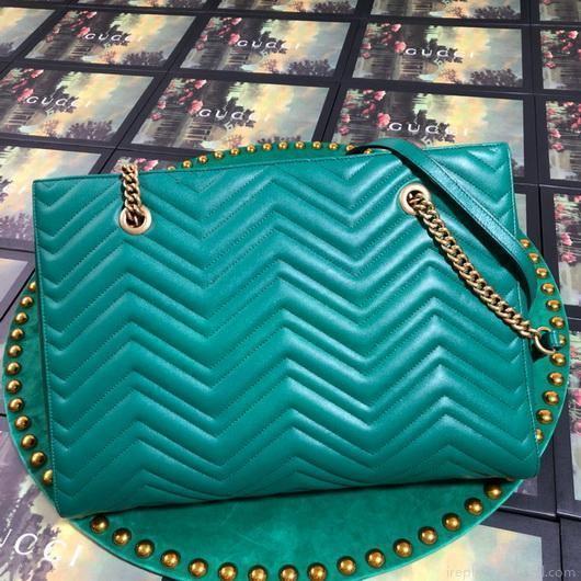 Gucci 524578 GG Marmont Matelassé Shoulder Bag Green