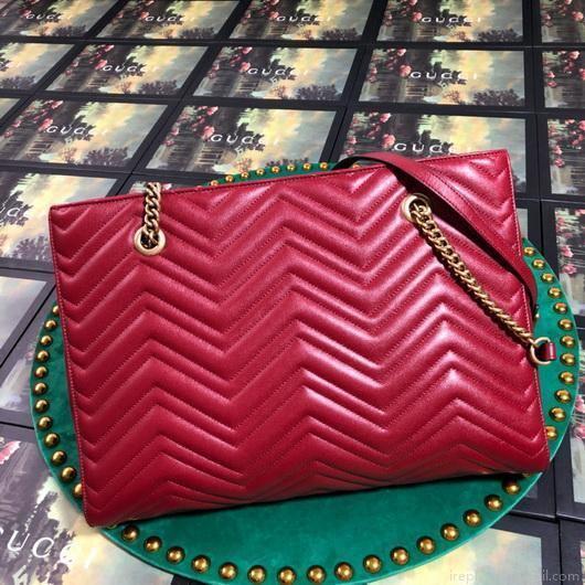 Gucci 524578 GG Marmont Matelassé Shoulder Bag Red