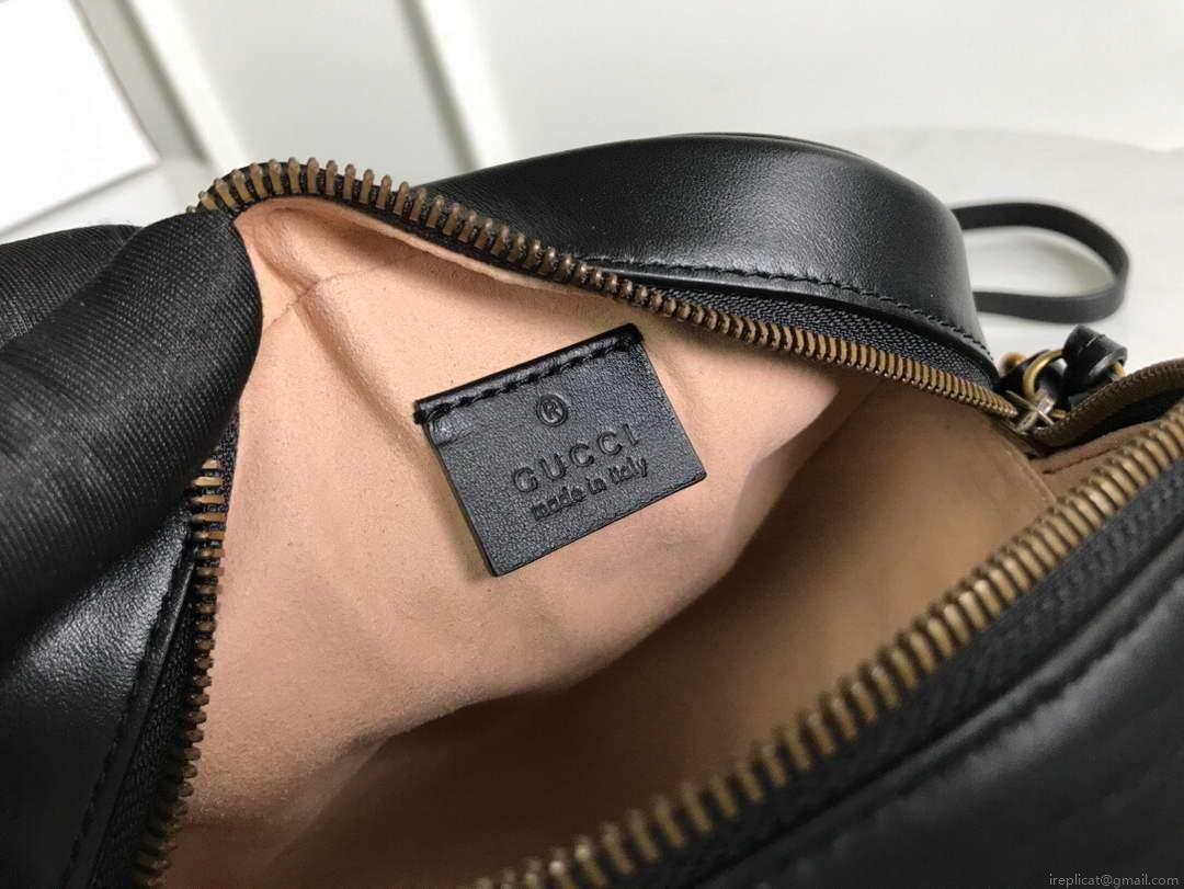 Gucci 550154 GG Marmont Mini Round Shoulder Bag Black