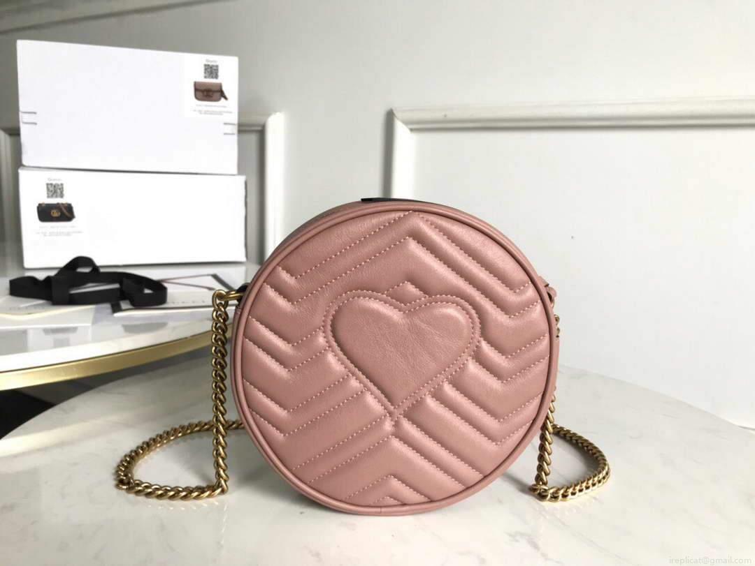 Gucci 550154 GG Marmont Mini Round Shoulder Bag Light Pink