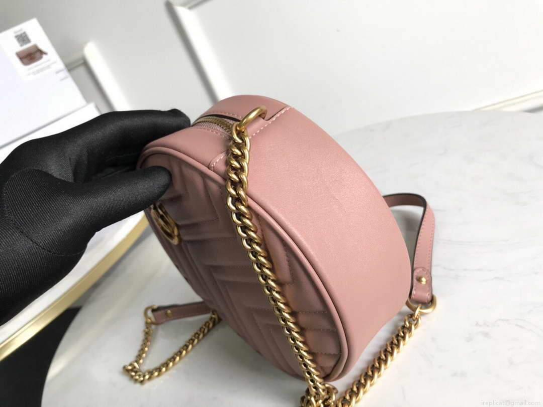 Gucci 550154 GG Marmont Mini Round Shoulder Bag Light Pink