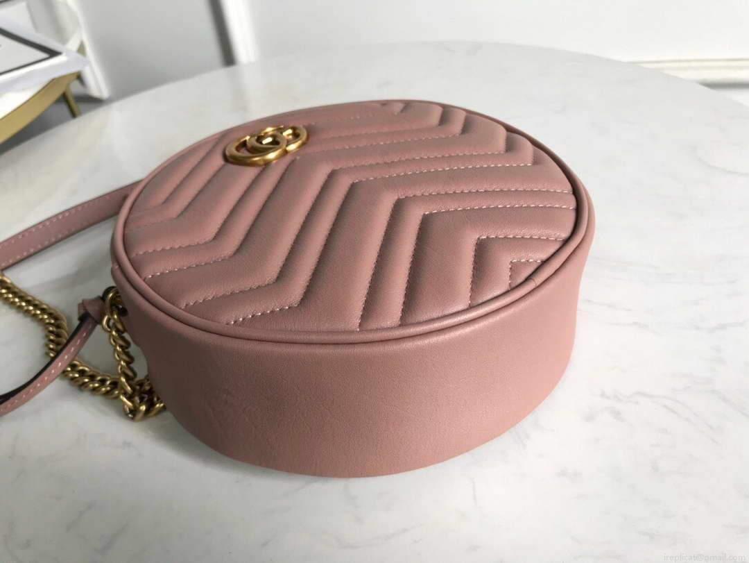 Gucci 550154 GG Marmont Mini Round Shoulder Bag Light Pink