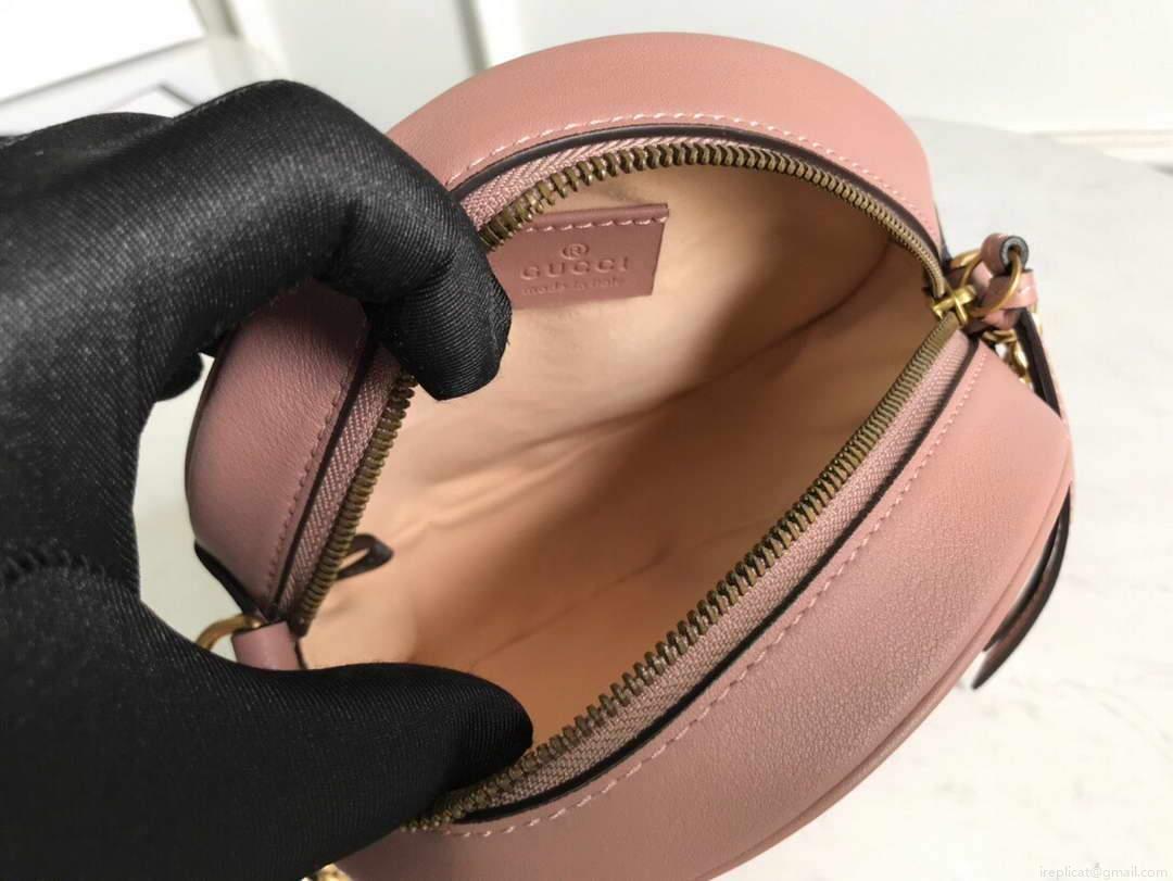 Gucci 550154 GG Marmont Mini Round Shoulder Bag Light Pink