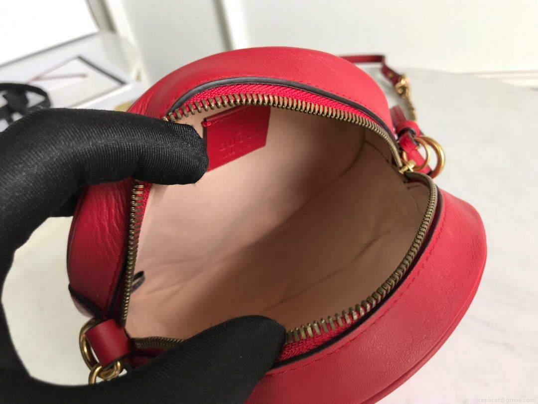 Gucci 550154 GG Marmont Mini Round Shoulder Bag Red