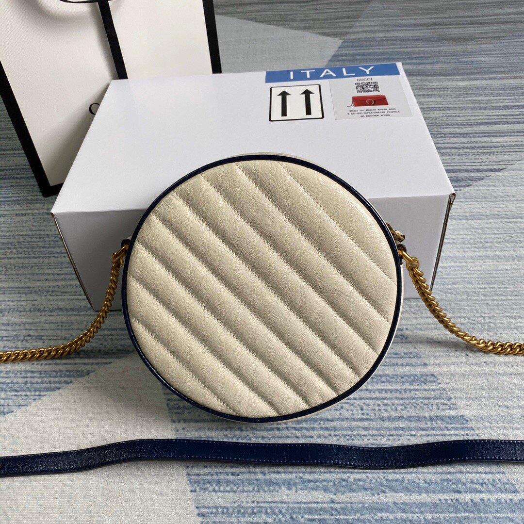 Gucci 550154 GG Marmont Mini Round Shoulder Bag White