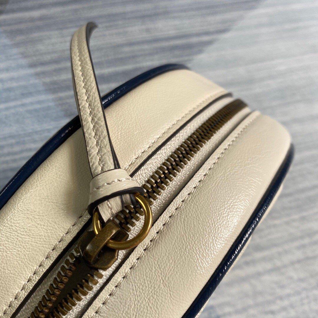Gucci 550154 GG Marmont Mini Round Shoulder Bag White
