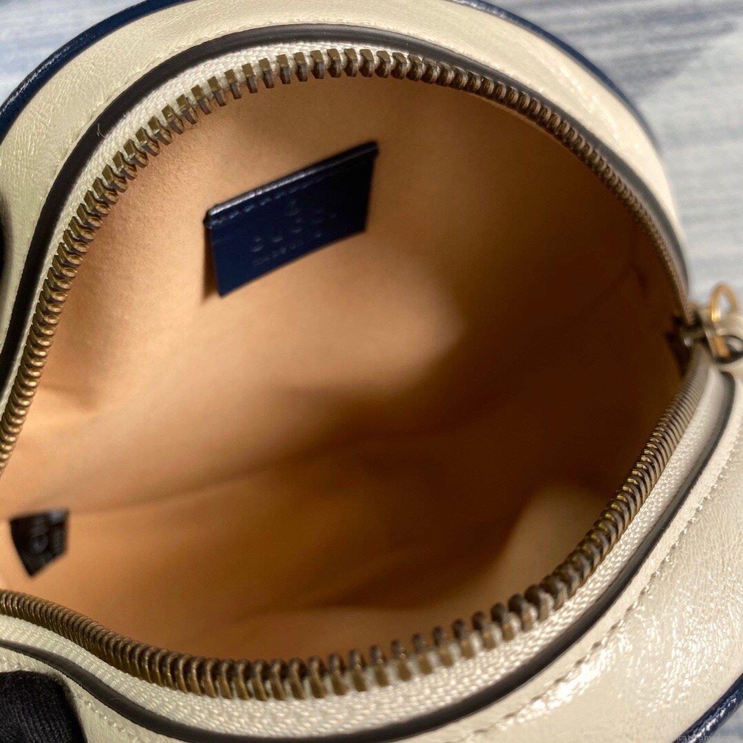 Gucci 550154 GG Marmont Mini Round Shoulder Bag White