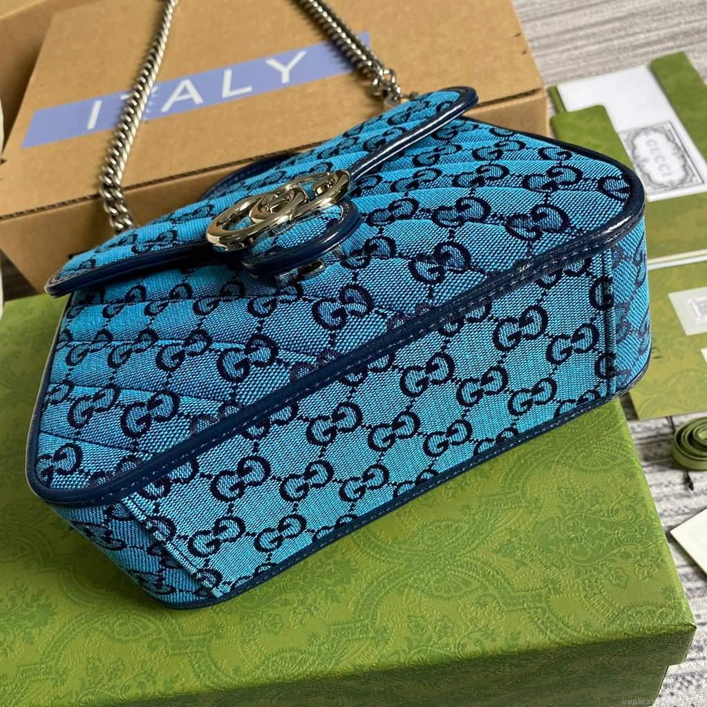 Gucci 583571 GG Marmont Multicolour mini top handle bag Blue