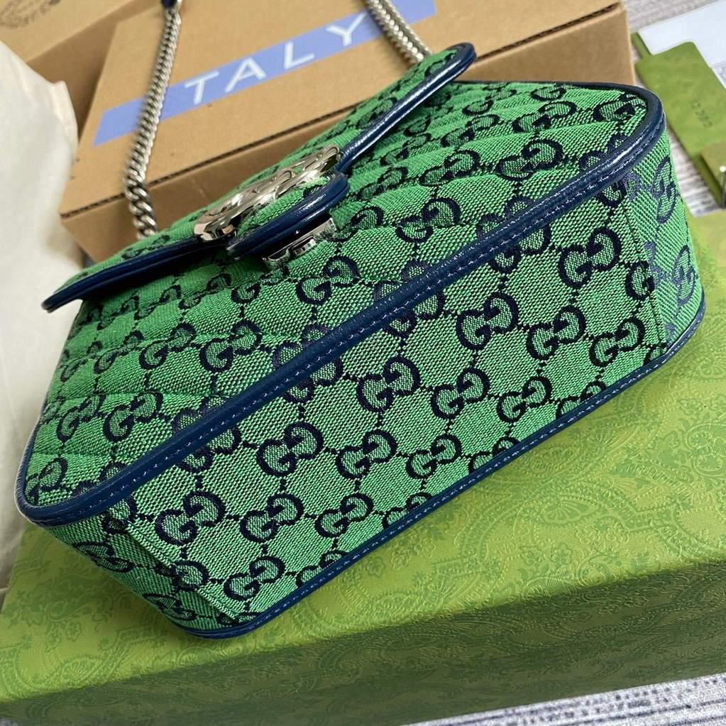 Gucci 583571 GG Marmont Multicolour mini top handle bag Green