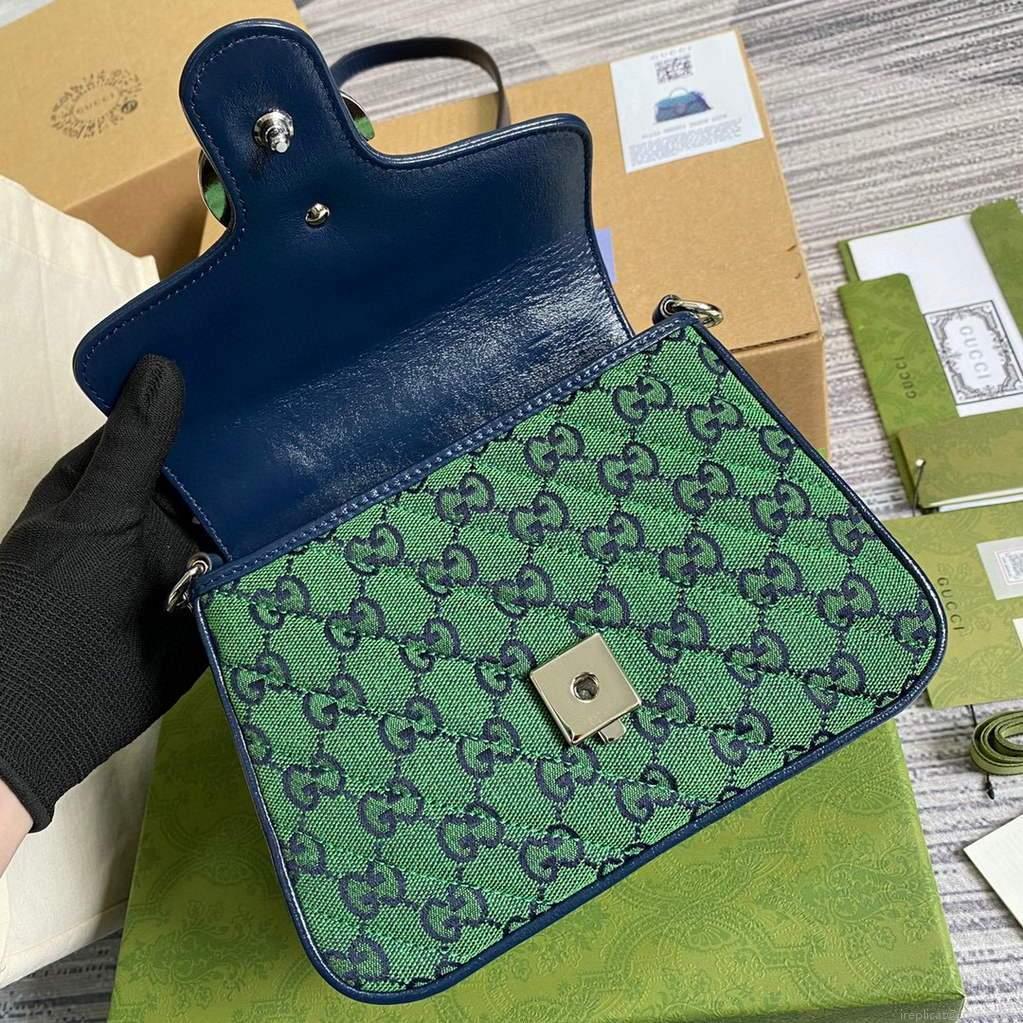 Gucci 583571 GG Marmont Multicolour mini top handle bag Green