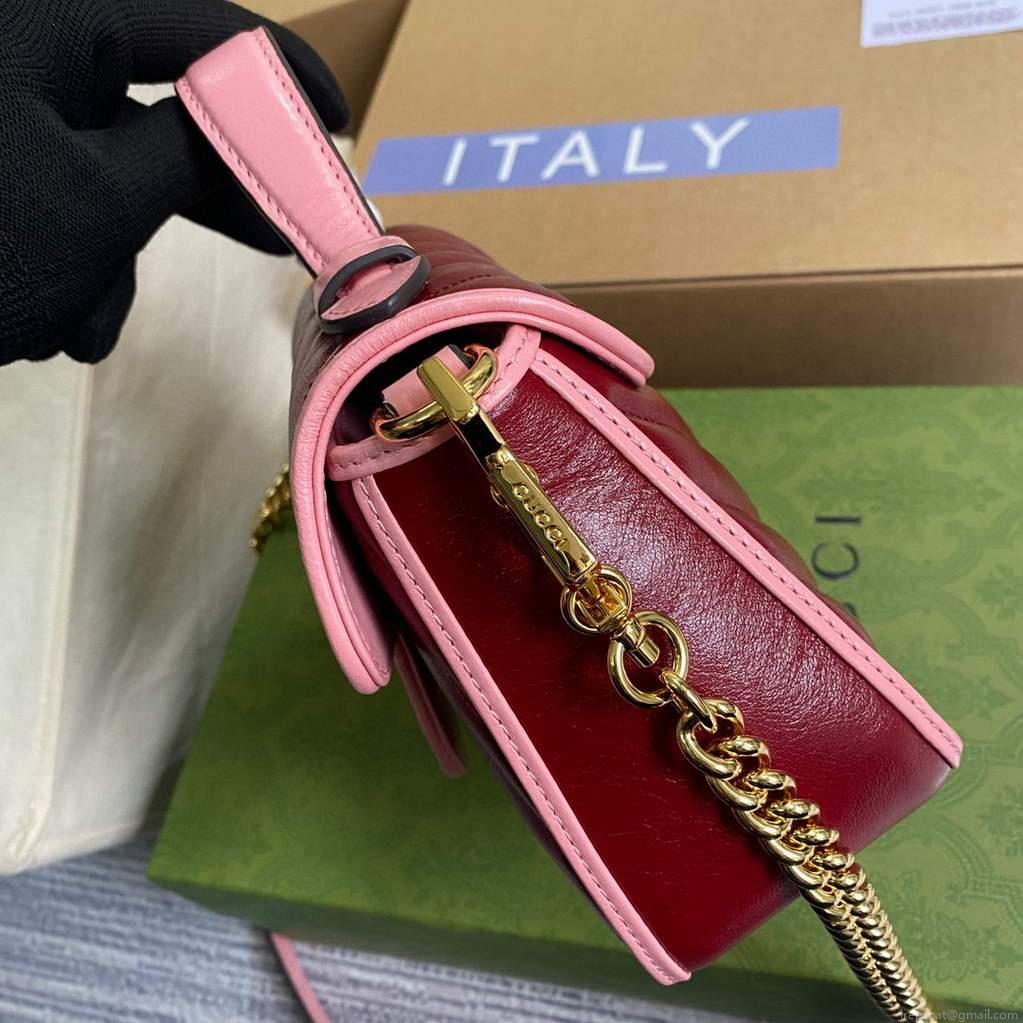 Gucci 583571 GG Marmont Multicolour mini top handle bag Wine Red