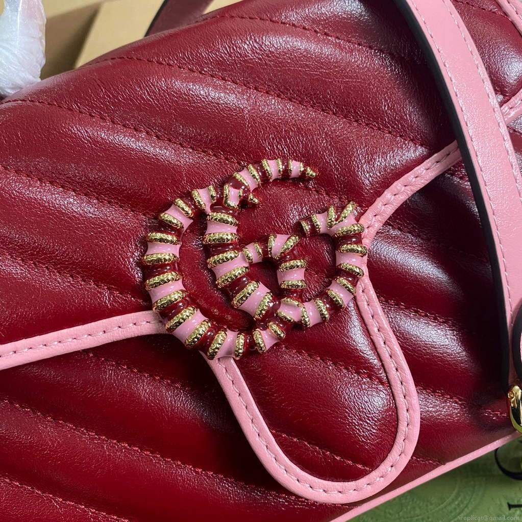 Gucci 583571 GG Marmont Multicolour mini top handle bag Wine Red