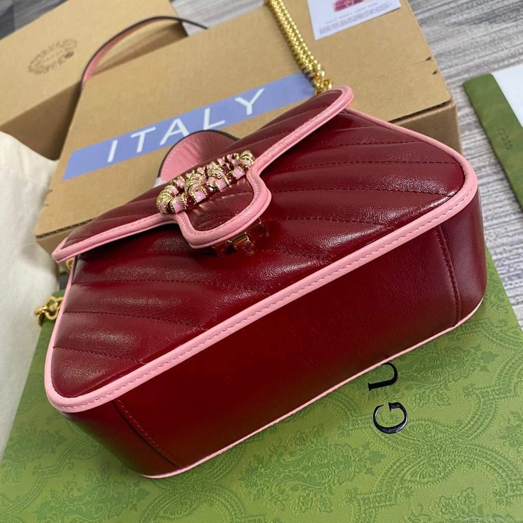 Gucci 583571 GG Marmont Multicolour mini top handle bag Wine Red