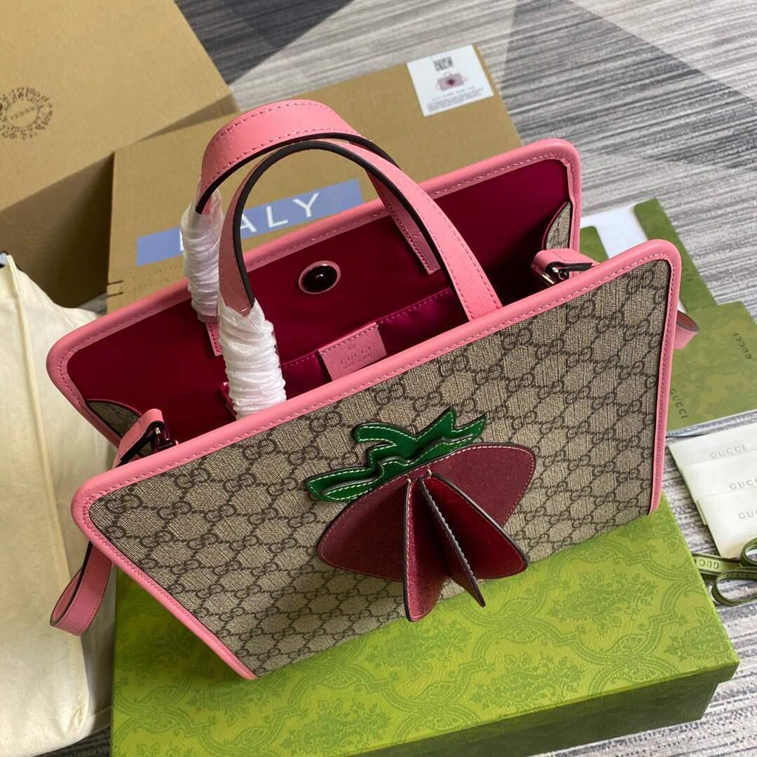 Gucci 612992 GG Medium Ophidia Tote Shoulder Bag Pink
