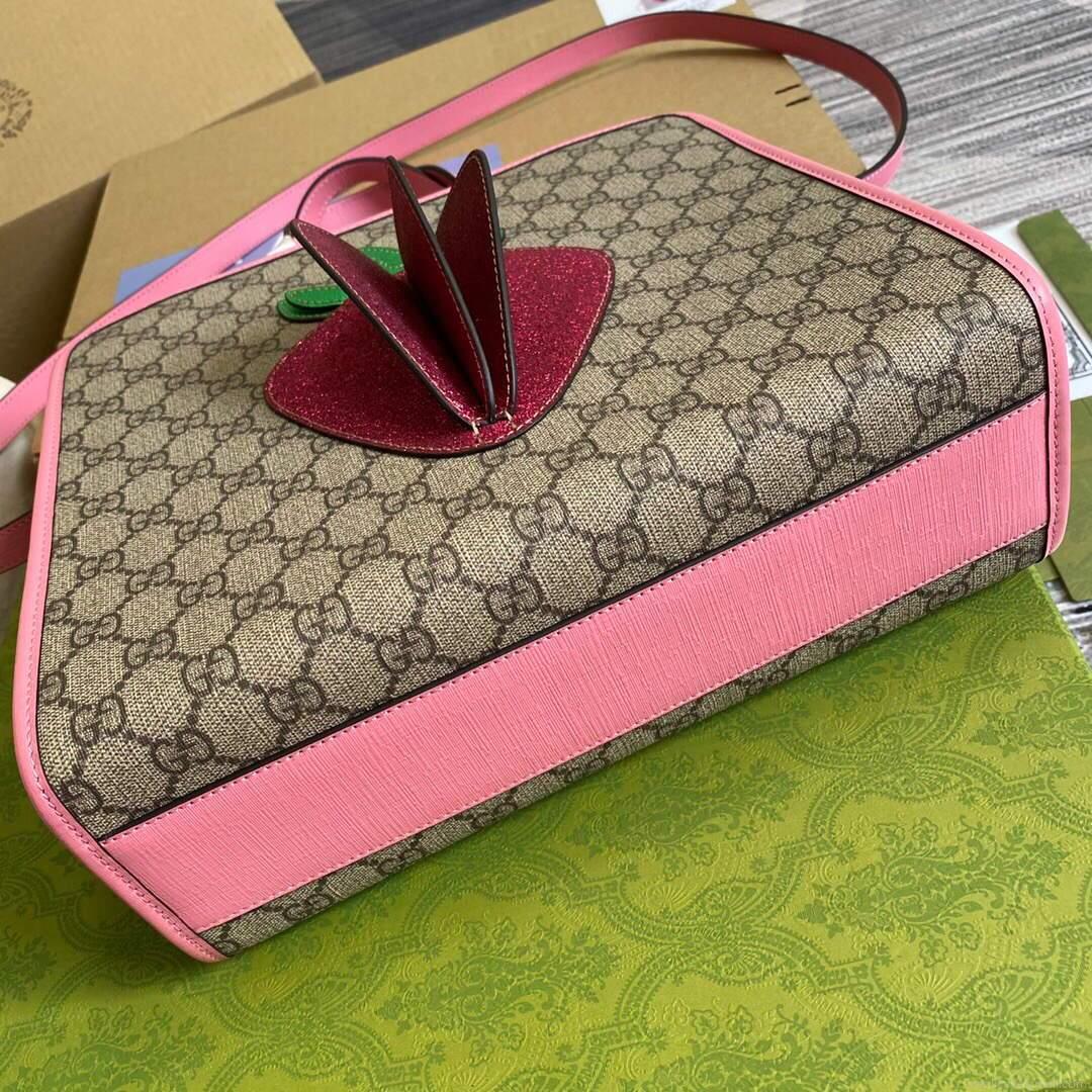 Gucci 612992 GG Medium Ophidia Tote Shoulder Bag Pink
