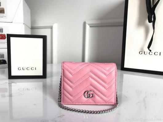 Gucci 625693 GG Marmont Card Case Wallet Pink