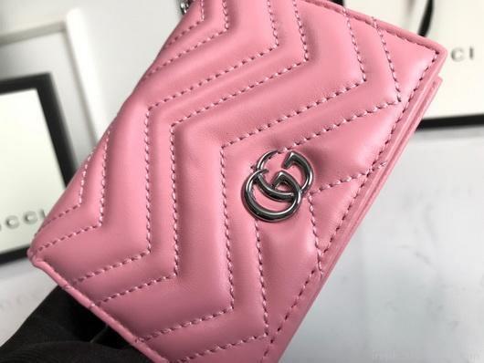 Gucci 625693 GG Marmont Card Case Wallet Pink